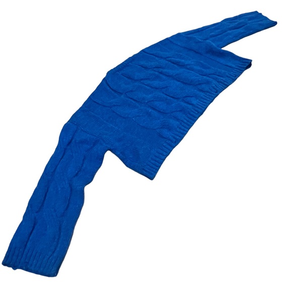 Oak + Fort boxy cropped cobalt blue cable knit sweater - Picture 5 of 7